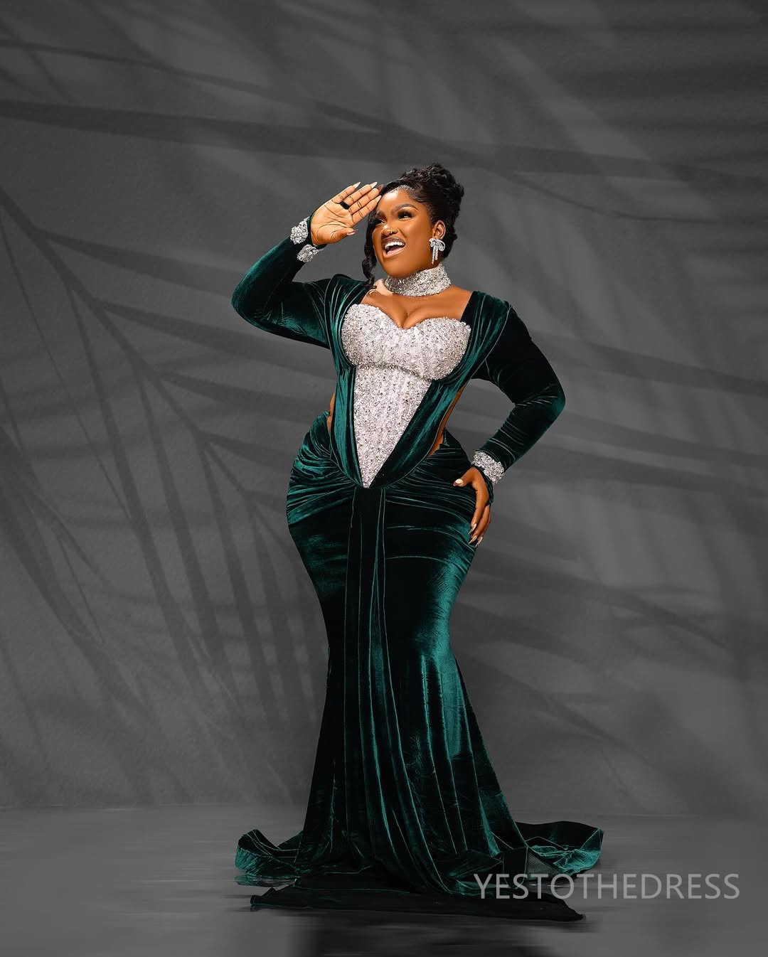 2025 Aso Ebi Plus Size Prom Dress Mermaid Prom Dresses Evening Formal Gowns High Neck Illusion Velvet Birthday Dress Second Reception Gowns For Black 