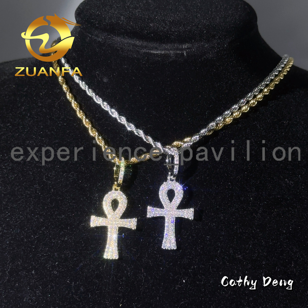 48h Shipping Hip Hop Jewelry Cross Moissanite Pendant Men 925 Silver Iced Out Pendant Pass Diamond Tester Stainless Steel Chain