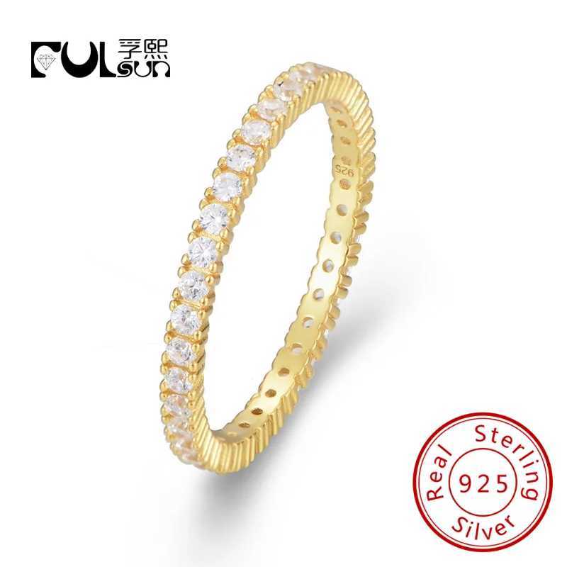full western train bridal jewelry S925 Sterling silver 14k gold plated Emerald Cubic Zirconia Eternity Band Rings for womenXJ250514