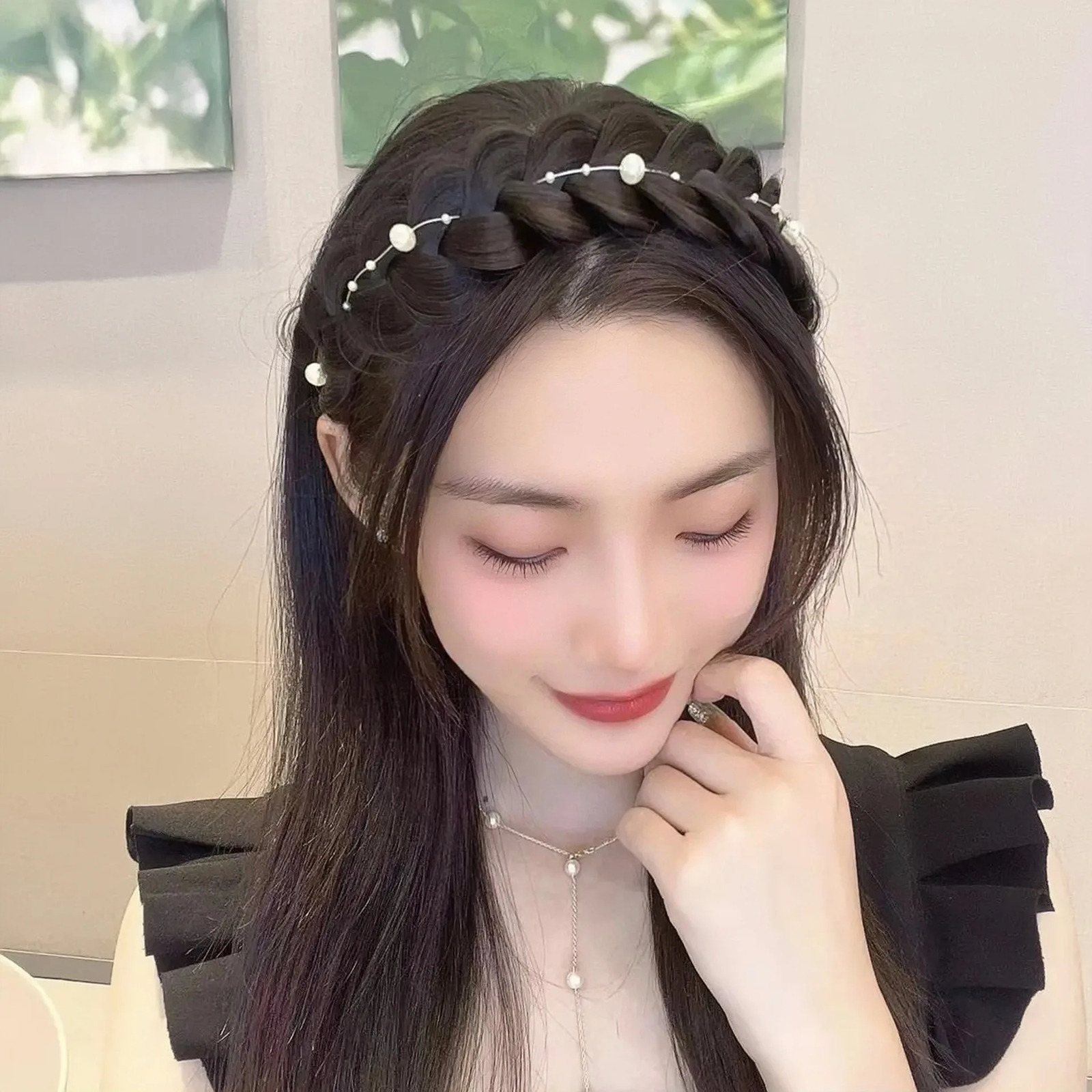 Pearl Twist Braid Hair Band For Women Toothed Non-slip Hair Hoop Elastic Headband Fashion Braids Hair Accessories Girls 250509