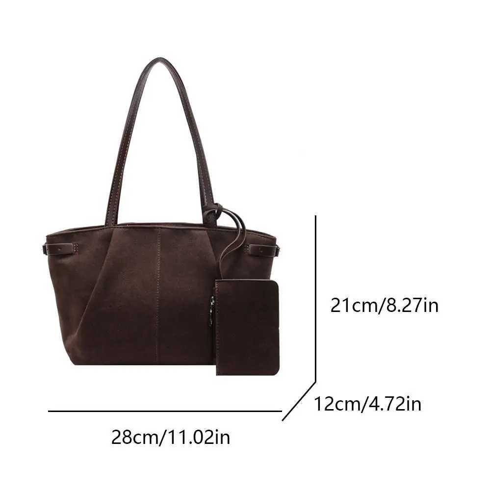 Wen Suede Shoder Bag with Inner Pocket Tote Bag with Zipper Handbag Solid Color for Work Travel Z250514