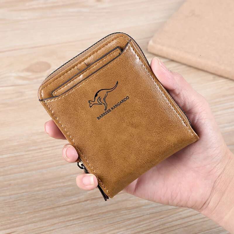 Leather Walletfor Men Fashion Cardholder Men's Designer Purse with ZipperCard Holder Short Money Bag Man Gift Mens