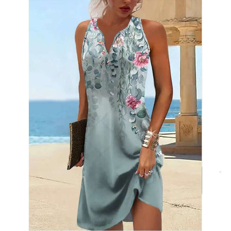 Women Clothes Dress Women S Tank Top Dress Fashion Printed Slim Skirt KQ