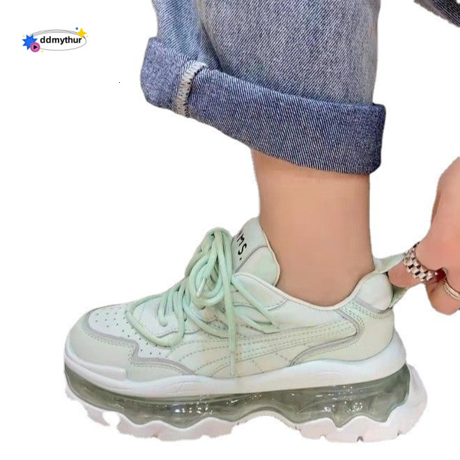 European Jelly Thick Sole Women's 2023 Spring New Fresh and Trendy Transparent Sports Casual Elevated Air Cushion Dad Shoes ddmythur