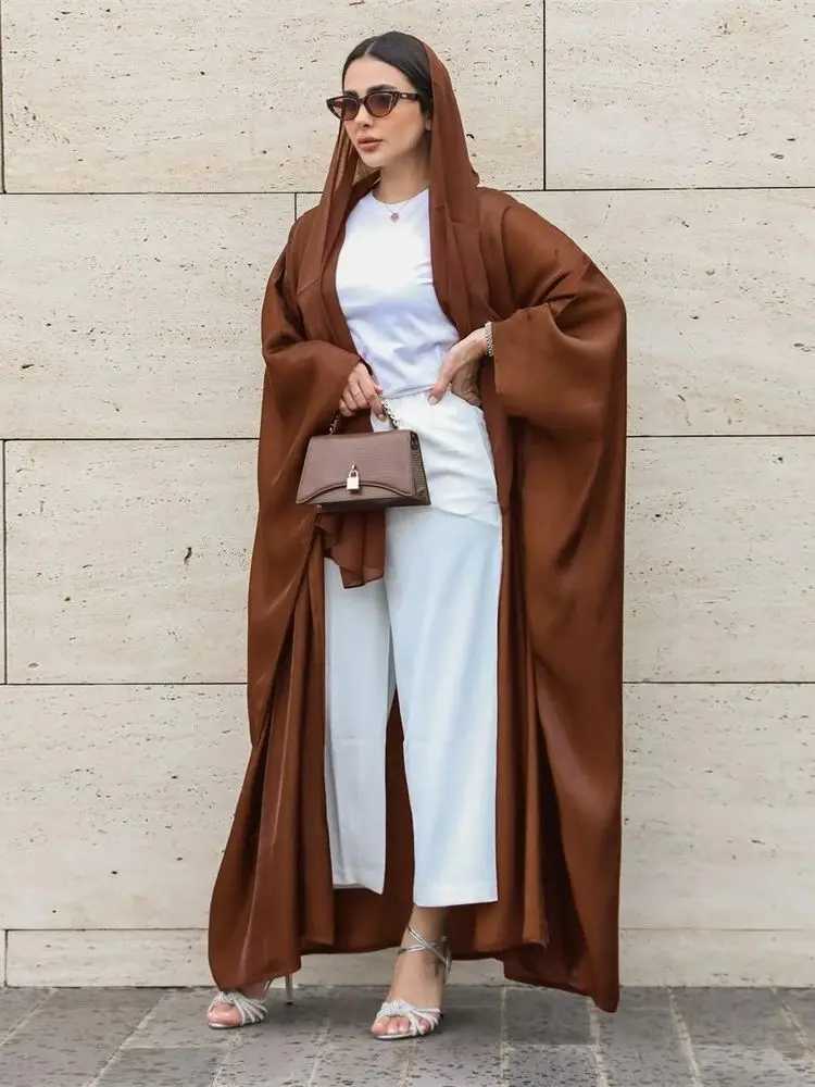 Ramadan Dubai Satin Modest Open Butterfly Batwing Kimono Abaya Cardigan Islam Muslim Dress For Women Ka Robe Musulmane X250514