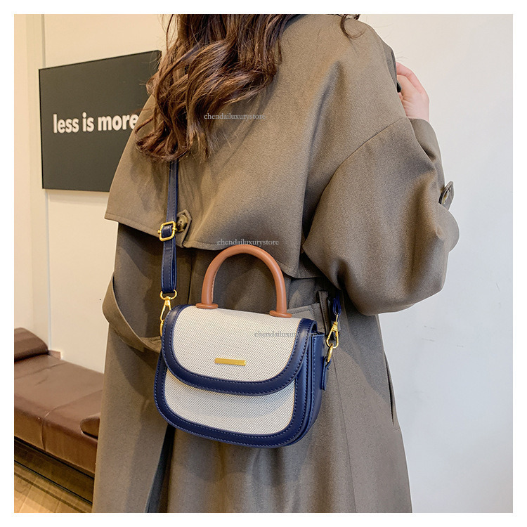 2025 Free Shipping Designer Bag Women's Handheld Fashion Color Contrast Splicing Single Shoulder Crossbody Bag Square Flip Bag Daily Portable Mak