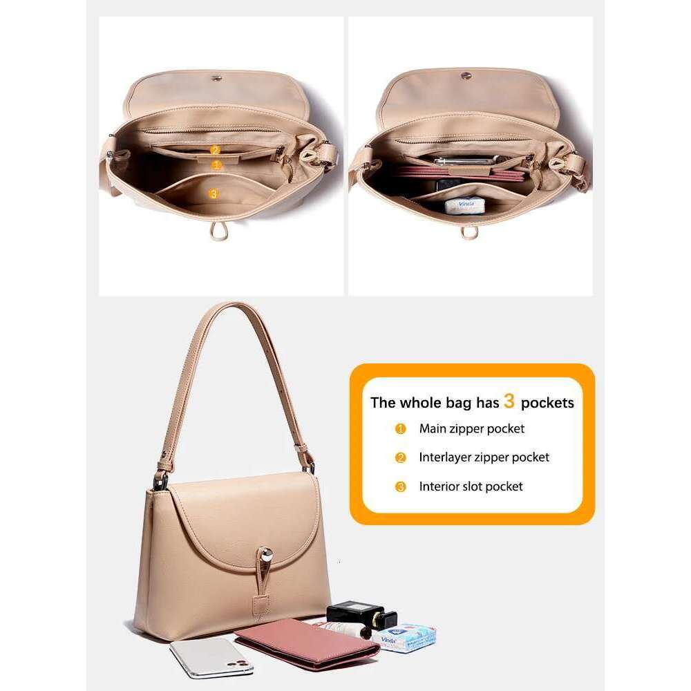 Zency Women's Soft Leather Handbag Large Pocket Tote Shoulder Crossbody Gift Lady Underarm Bag Adjustable