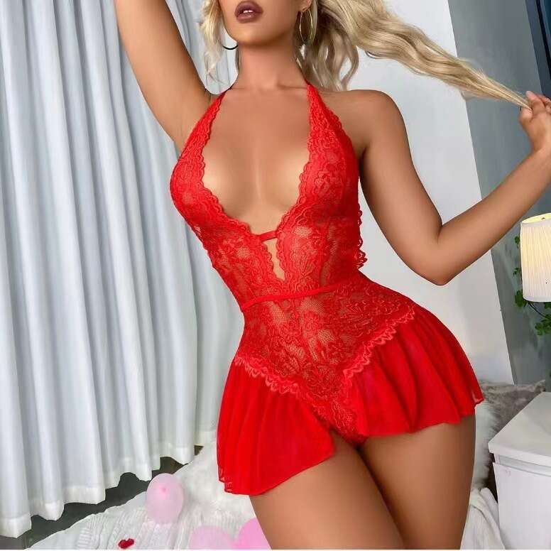 Sexy Lace Lingerie Women S Large Size Fun Underwear Transparent Lace Sexy All In One Dress Passionate Open Crotch No Take Off Women