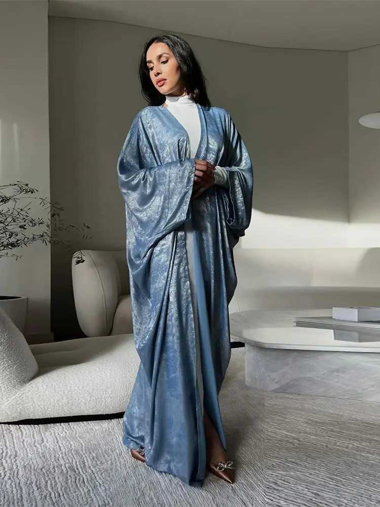 Ramadan Shiny Satin Open Kimono Abaya Dubai Luxury 2025 Muslim Kaftan Dress Abayas For Women Islam Clothing Robe Femme Musulmane X250514