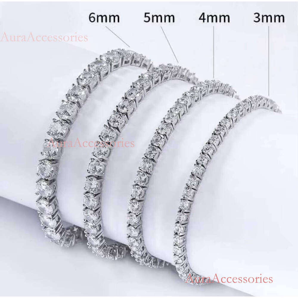 Best Gift for Mans Women Hip Hop Bracelet 3mm Wide S Sier Moissanite Dia Necklace Tennis Link Chain