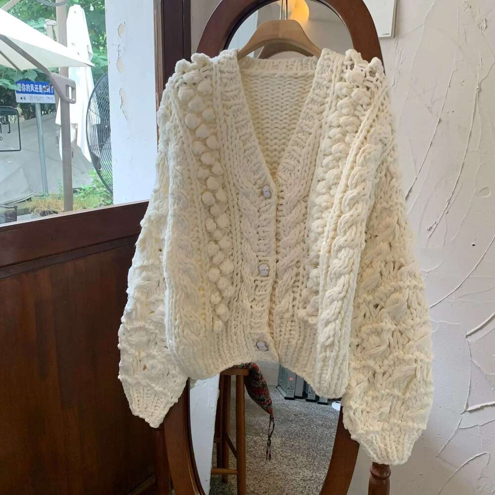 Women Handmade Chunky Cardigan Winter Bubble Sweater Knit Outwear