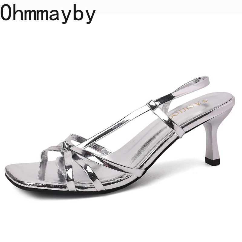 Summer High Heel Women Sandals Fashion Narrow Band Open Toe Dress Shoes Womens Evening Party Nude Pumps W250514