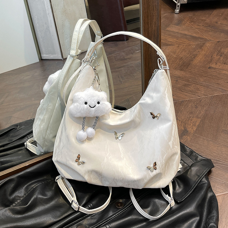 Free Delivery Designer Bag Leisure Soft Surface Large Capacity Butterfly Decorative Shoulder 2025 New Fashionable Commuting Backpack Multi Purpose Tot