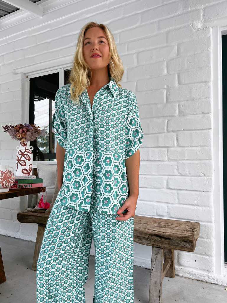 2025 New Printed Casual Fashion Shirt Set -68601