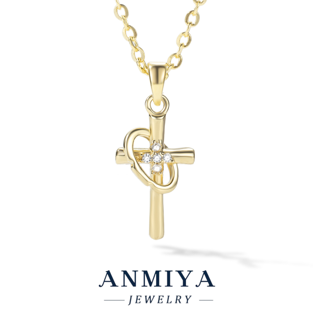 Fashion S925 Silver Vintage Cross Religion Jewelry Rhinestone Cross Pendant Necklace