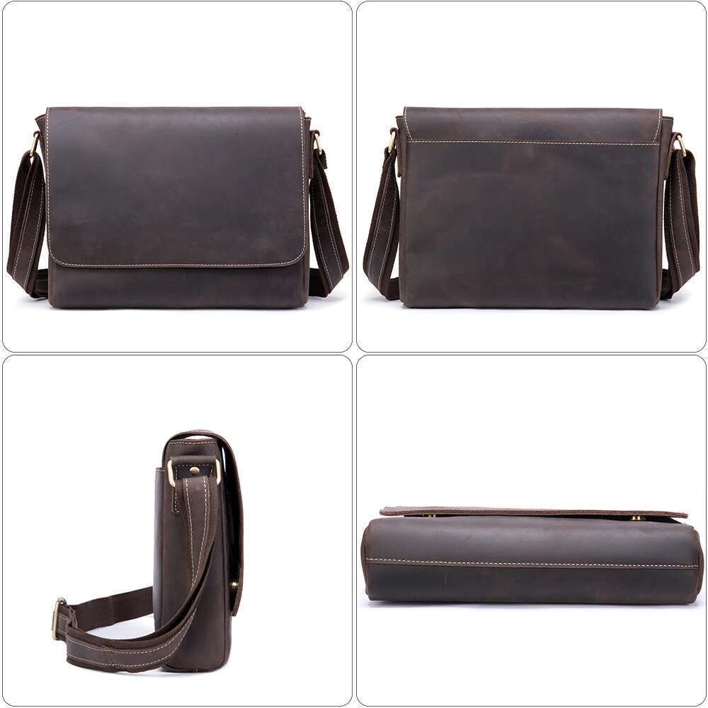 WESTAL 13inch Computer Crazy Horse Leather Men's Briefcases Laptop Bag Office for Men Cover Shoulder Messenger Bags