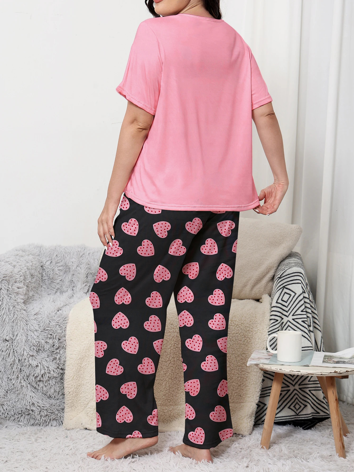 Pajama set suitable for family and casual wear Fairy made of milk silk material short sleeved long pants 250506