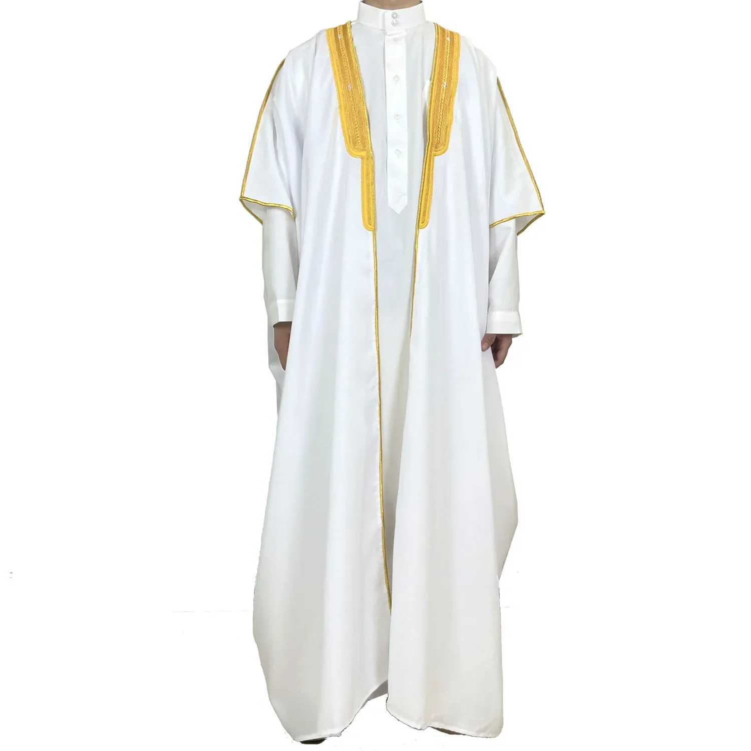 Embroidery Mens Formal Gown Arabic Conservative Long Kaftan Gown Malay-Arab Culture Academic Speech Gown X250514