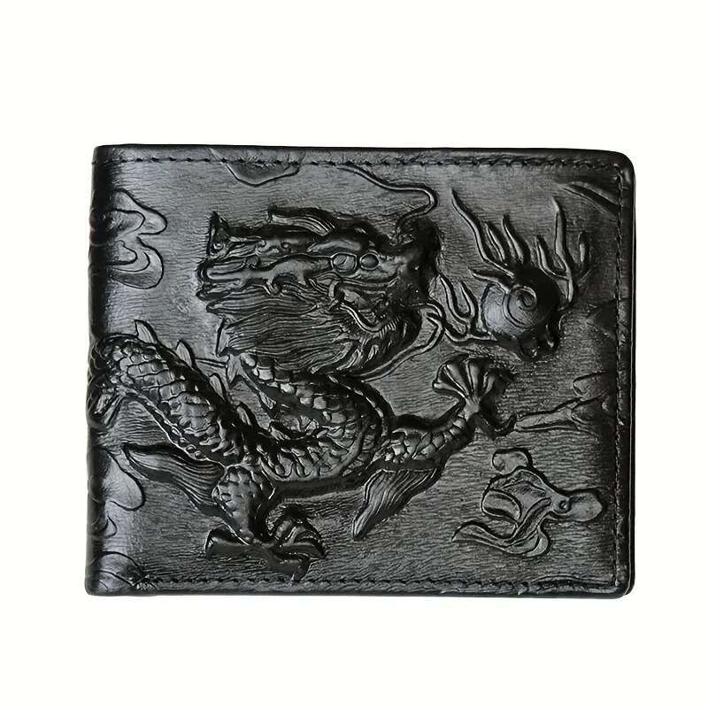 Men's Vintage Genuine Leather 3D Printed Tiger Wallet Card Holder