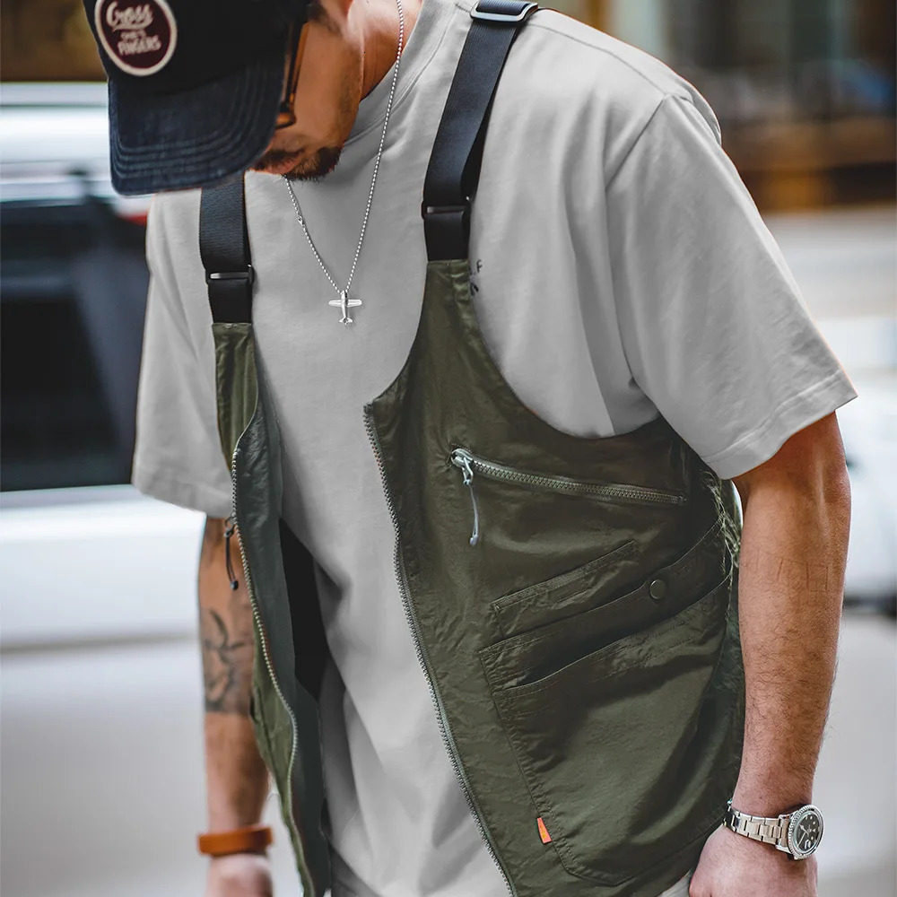 Maden Vintage MultiPocket Sleeveless Nylon Vest Custom Outdoor Deformable Tactical Functional Dual Purpose Satchel Bag 250506