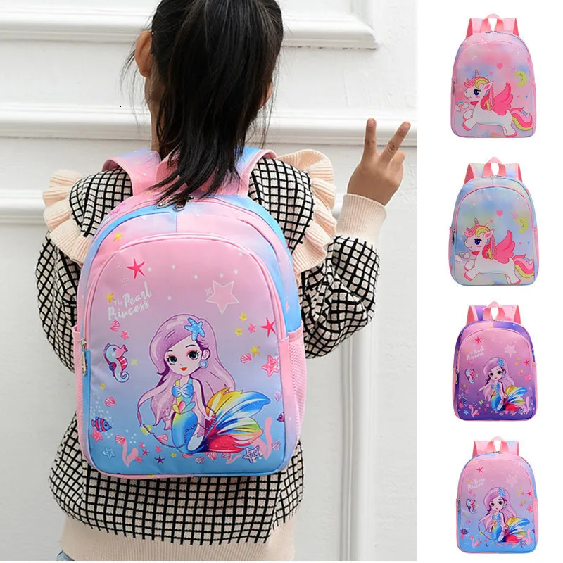 Toddler Girls Backpack Cartoon Unicorn Mermaid Print School Bag For Kindergarten Elementary Gift For Children Girls Backpacks 250514
