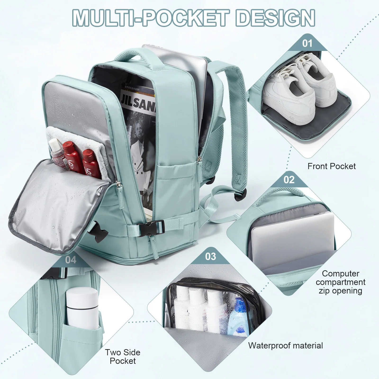 Women Men Hand Luggage Backpack Business College Laptop Travel Waterproof Carry on mochila viaje cabina avion 40x20x25 250514