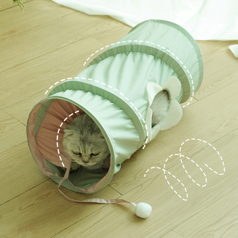 Pets on Safari Toys, Indoor Pet Cool Folding Spiral Tunnel Tube, Cat Multiple Holes Play House Collapsible