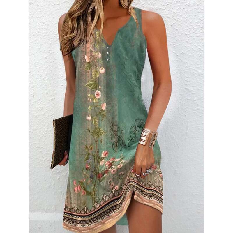 Women Clothes Dress Women S Tank Top Dress Fashion Printed Slim Skirt KQ