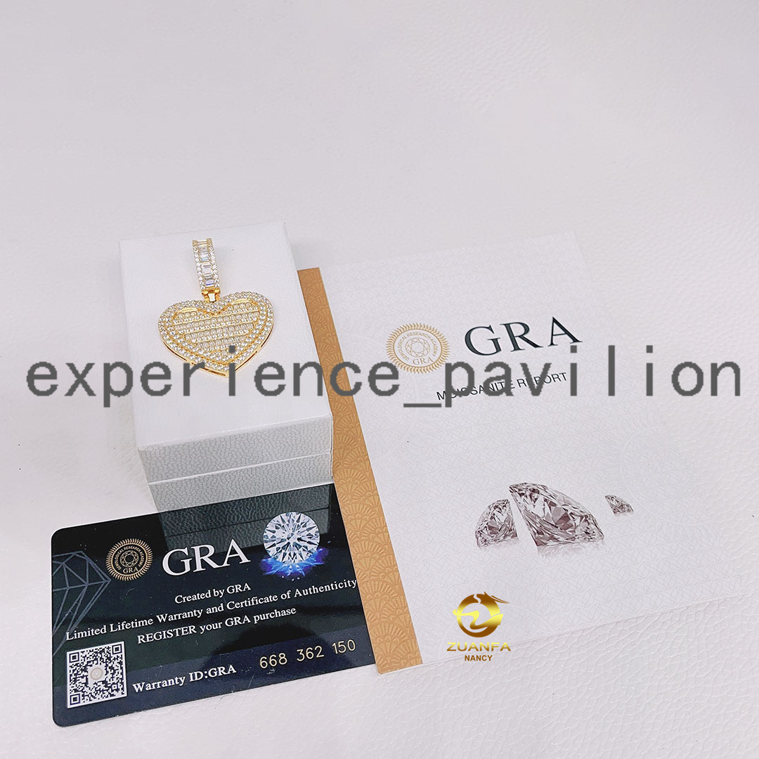 Fashion Jewelry Moissanite Pendant Men/Women Silver 925 Necklace Hip Hop Iced Out Heart Pendant Charms