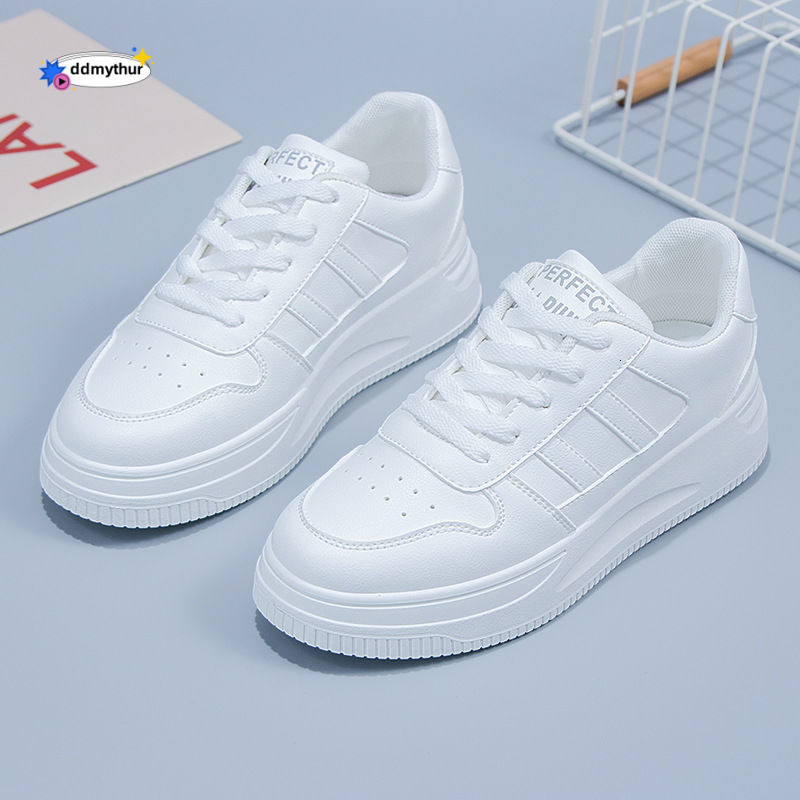 Little Women's 2023 Spring New Versatile Casual Sports Leather Top Summer White Board Shoes Popular on the Internet ddmythur