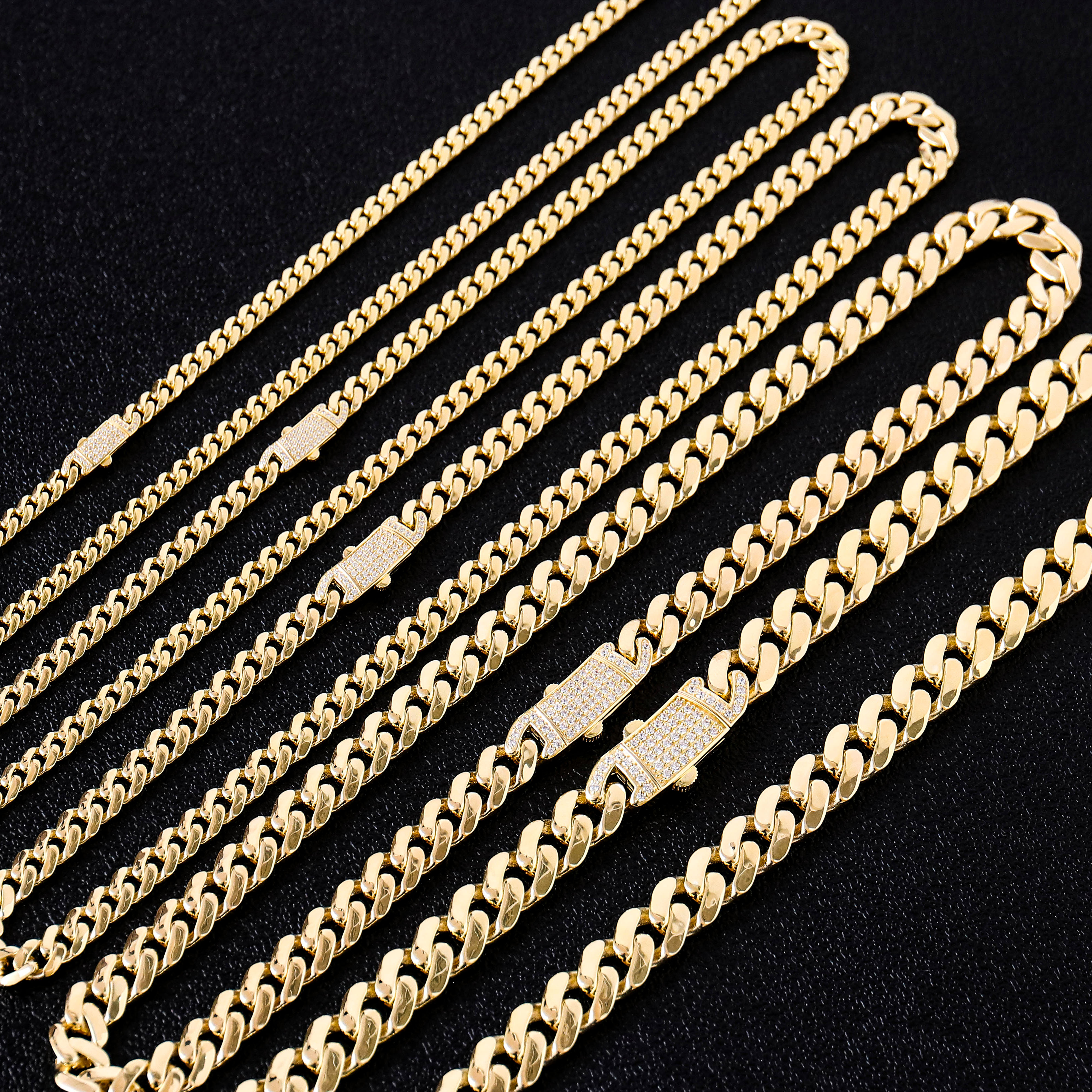 Provence Jewelry Fine Jewelry 6-12mm Moissanite Cuban Link Chain Necklace 925silver with 14k Yellow Gold Plated Hiphop Style Iced Out Cuban Chain Neck