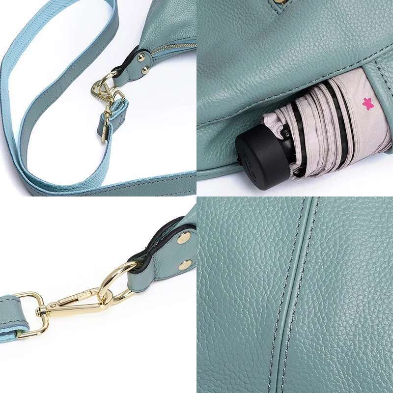 Zency Soft Genuine Leather Handbag High Quality Large Capacity Women's Hobos Shoulder Elegant Classic Female Crossbody Bags