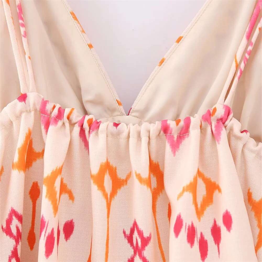 UNIZERA Autumn New Women's Fashion Versatile Sexy V-Neck Sleeveless Embroidery Beaded Print Short Top