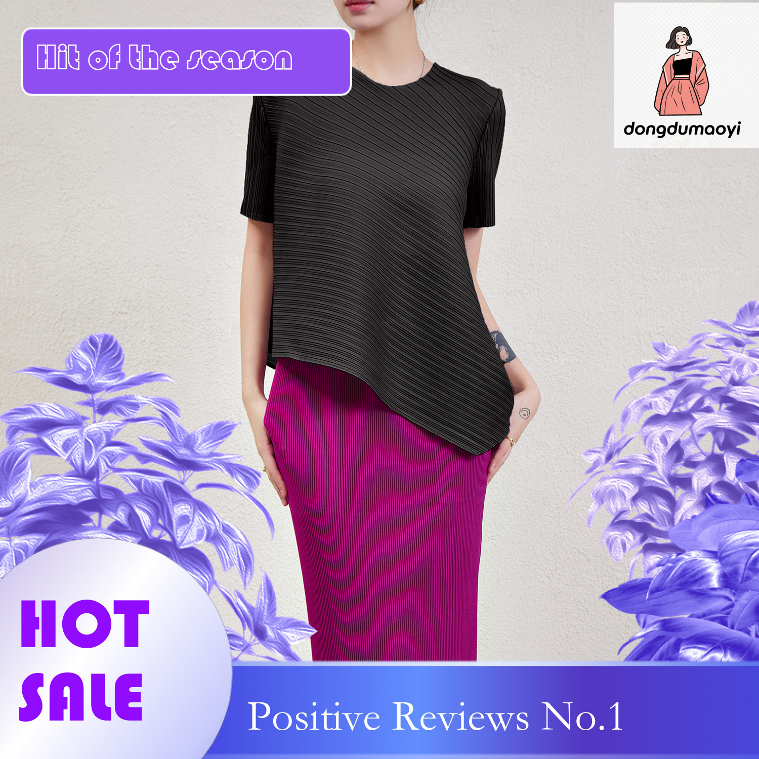 dongdumaoyi Folded women's summer thin solid color versatile casual breathable irregular hem pullover short sleeved T-shirt