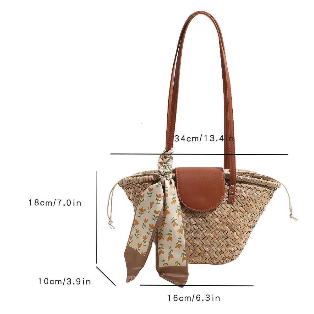 Designer Straw For Women Handmade Woven Handbag Rattan 2024 Summer Beach Shoulder Bag Female Basket Shopper Bags