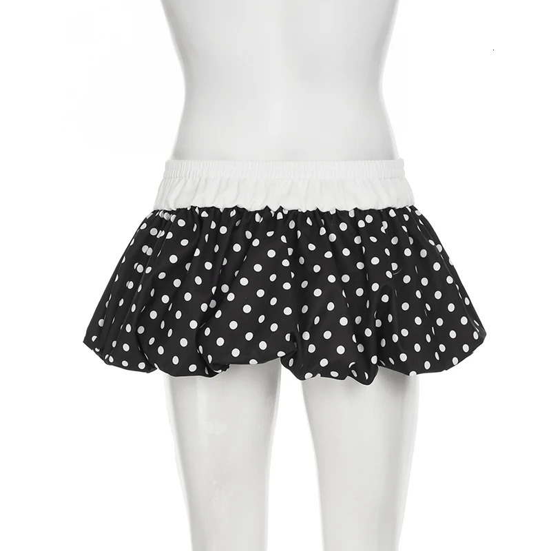 BIIKPIIK Casual Polka Dot Bud Skirts Fashion Contrast Color Gentle Sweet Mini For Girls Cute Elastic Waist Bottoms Spring 250514