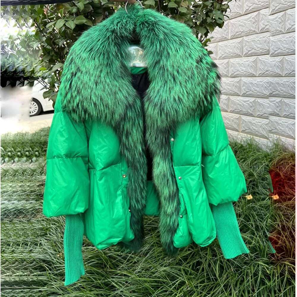 2023 Fashion Autumn Winter Real Fox Fur Collar Thick Women Warm Duck Down Jacket Outerwear New Female Coat
