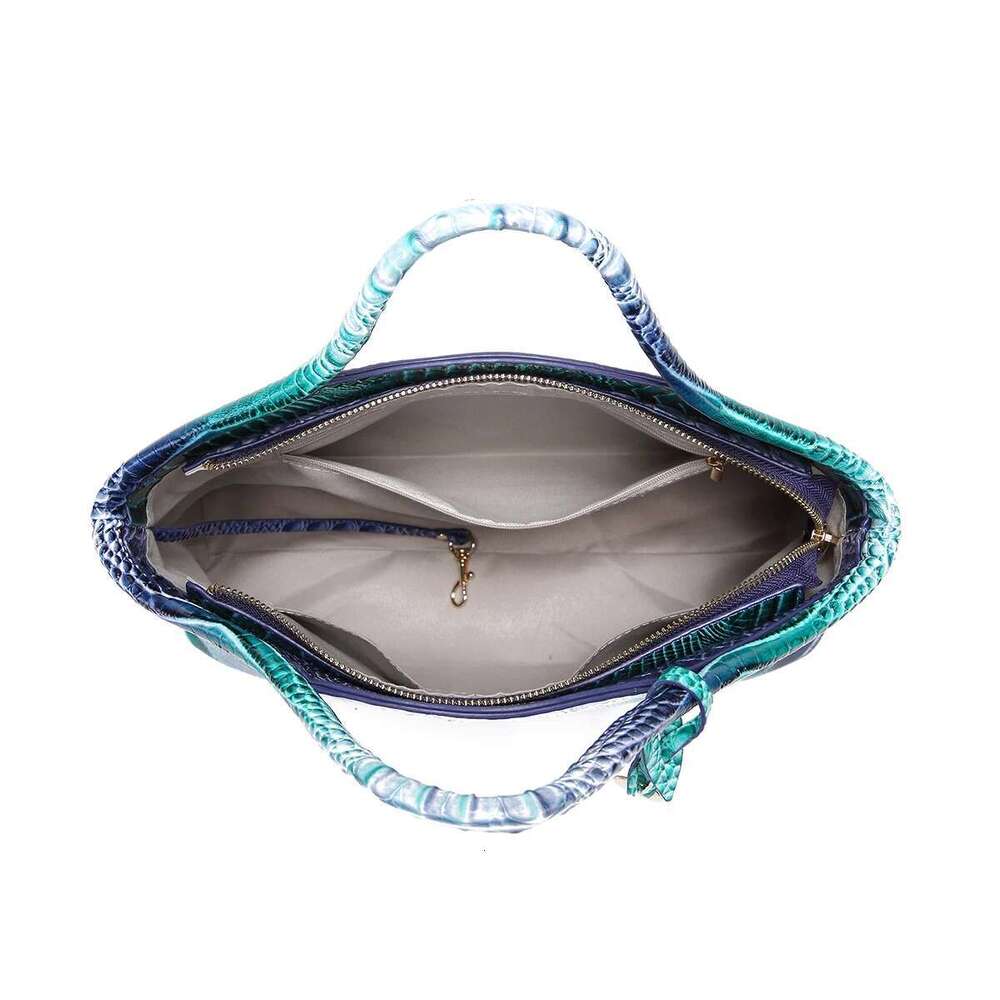 Genuine Leather Crocodile Pattern Colorful Solid Color High-End Retro Women's Handbag