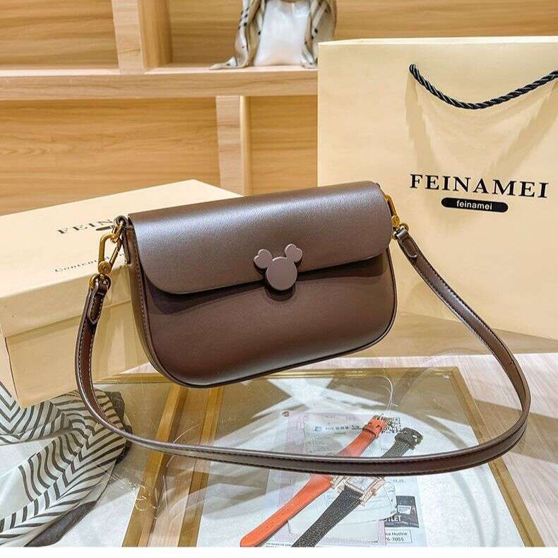 Genuine leather 2025 new high-end niche tofu small square crossbody women's fluffy armpit bag