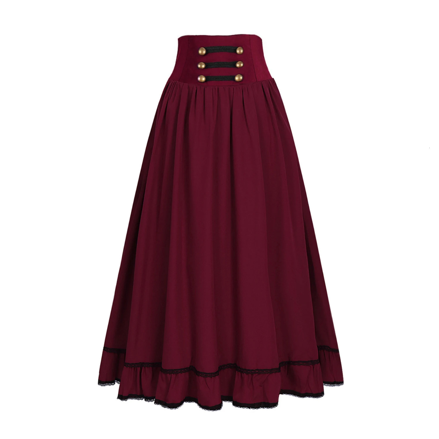 Womens Skirt Victorian Maxi Vintage Renaissance High Waist Ruffled Hem ALine Corset Pleated Casual Party Skirts Lady 250514