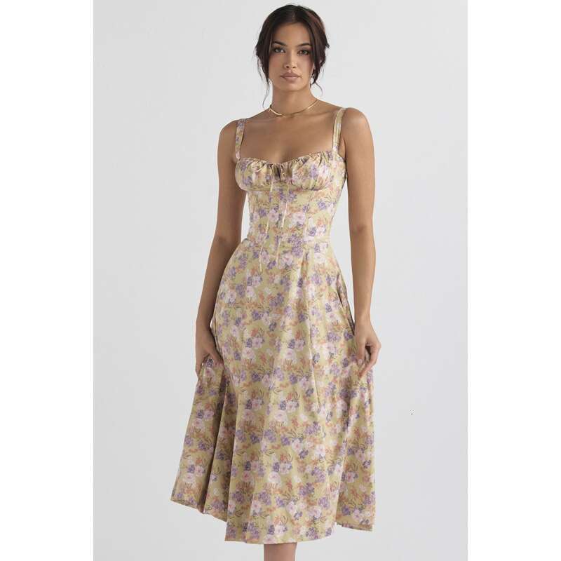 Women's Wear Summer Commuting Temperament Solid Color Fashion High End Sling Dress Children