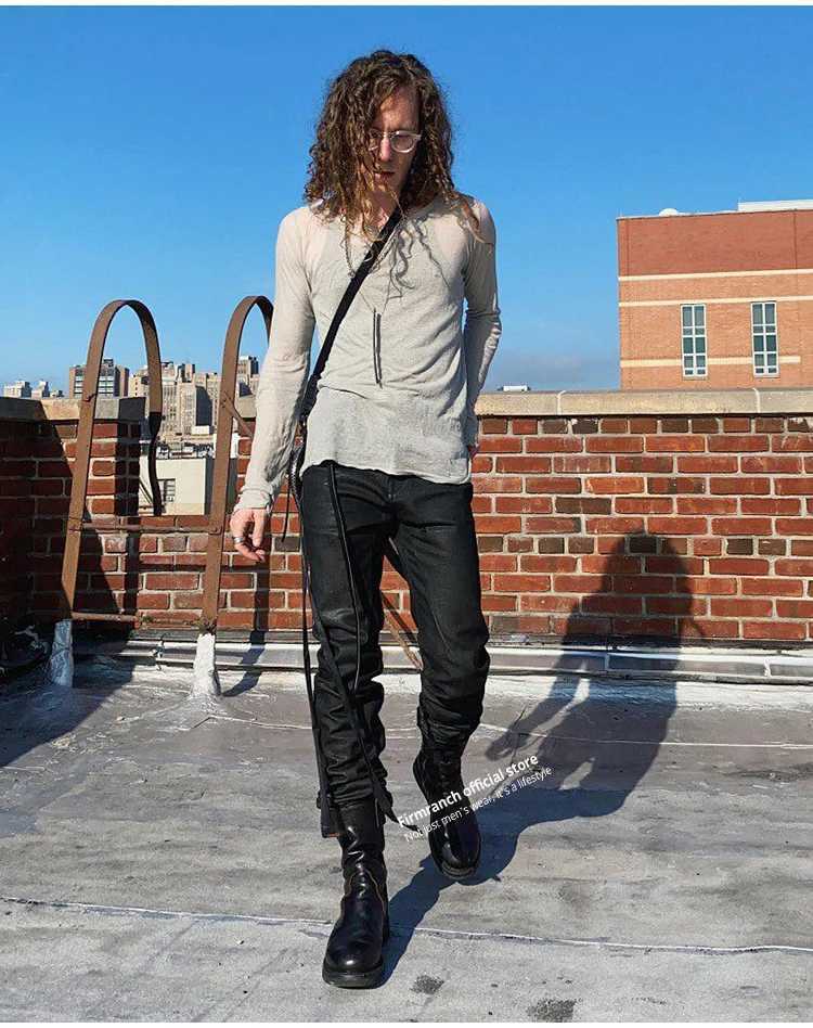 Firmranch New Black Oil Wax Jeans For Men/Women Punk Strtwear Skinny Pencil Denim Pants Slim Fit Motorcycle Biker Trousers X250514