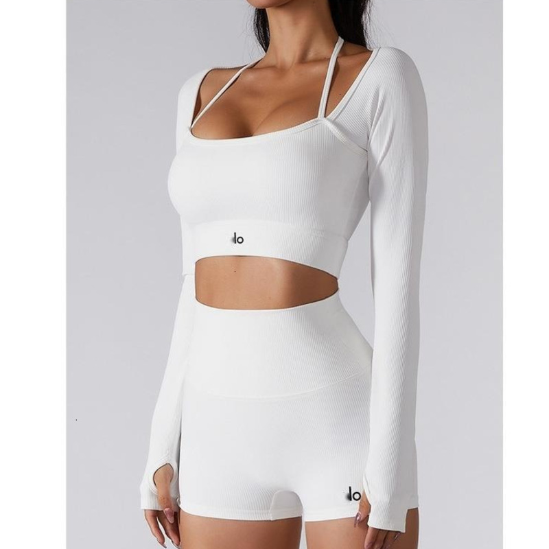 Long Sleeved Yoga Suit Top T-shirt Chest Cushion For Women Quick Drying Fitness Spring And Autumn Training Worn As An Outerwear