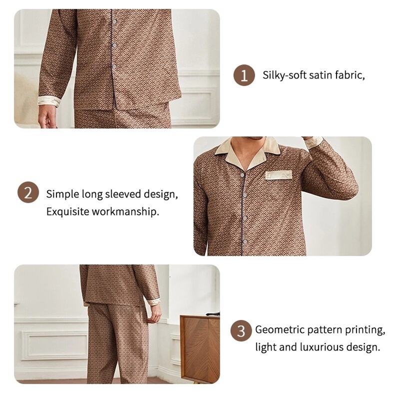 Mens dyed silk sleepwear set mens printed y250427