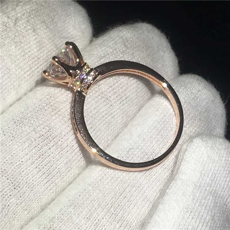 18K Rose Gold Lab Diamond Ring Wedding Band Rings for Women Engagement Promise Party Jewelry GiftXJ250514