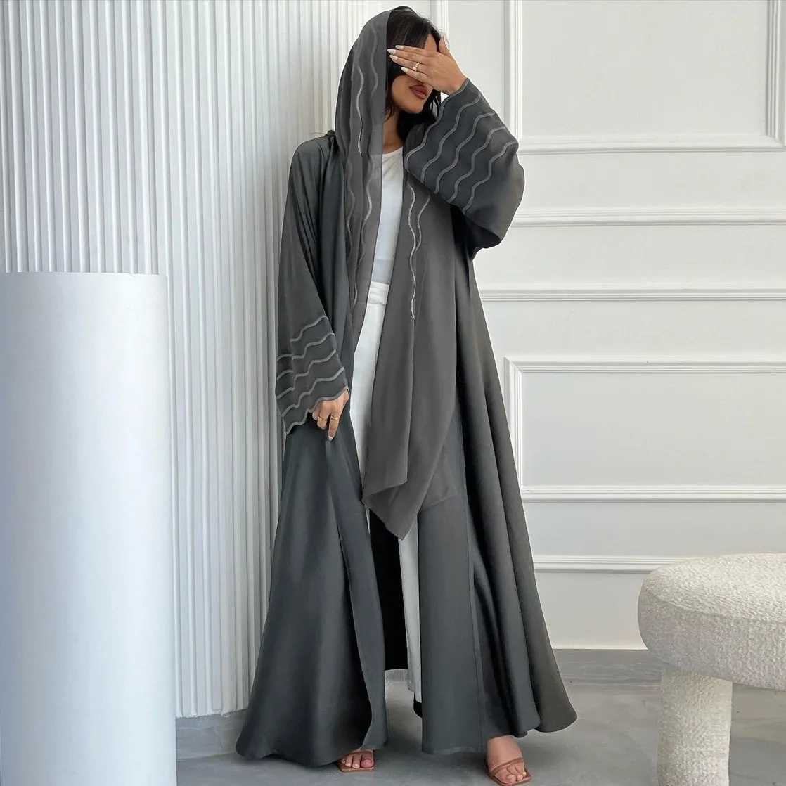 Dubai Arabic Hijab Dress Women Muslim Open Abaya Kimono Cardigan Scarf Robe Eid Ramadan Marocain Kaftan Femme Musulmane Jalabiya X2505141
