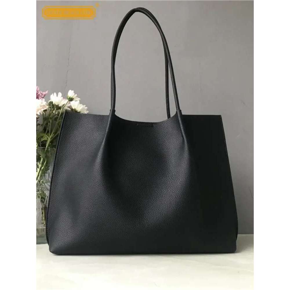 Office Ladies High Capacity Work Single Shoulder Casual Tote Handbag Soft Leather Vintage Solid Color Women Shopping Bag