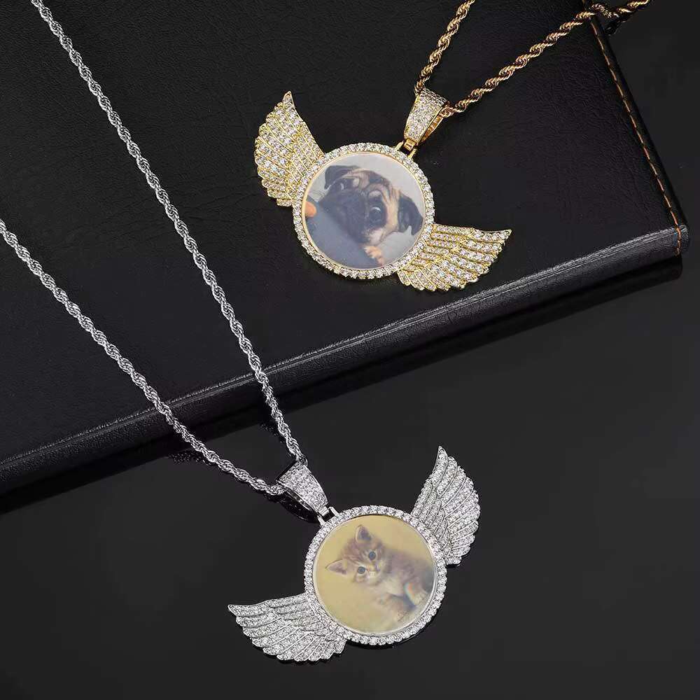Angel Wing Gift Photo Memory Picture Necklace Pendant Chain Jewelry