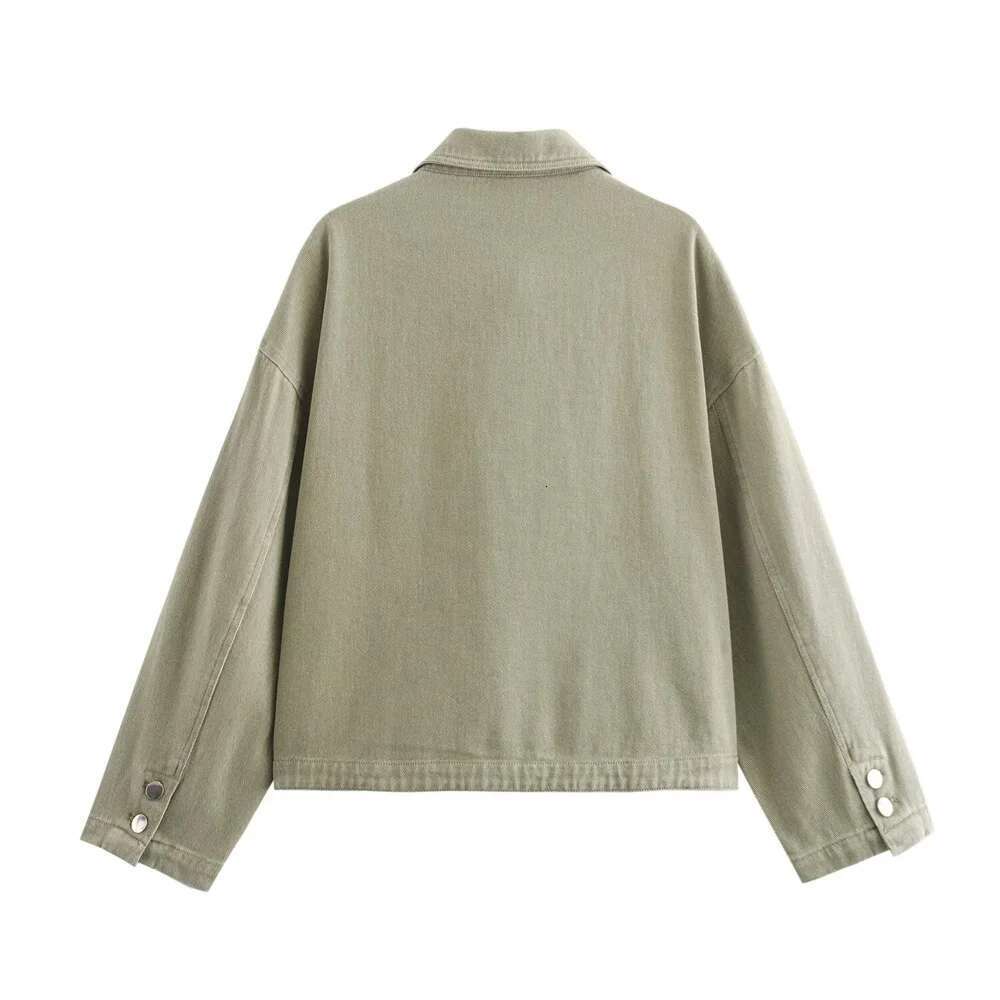 Taop&Za Autumn New Product Women's Fashion Loose Pocket Decoration Washed Long Sleeve Collar Shirt Jacket Coat