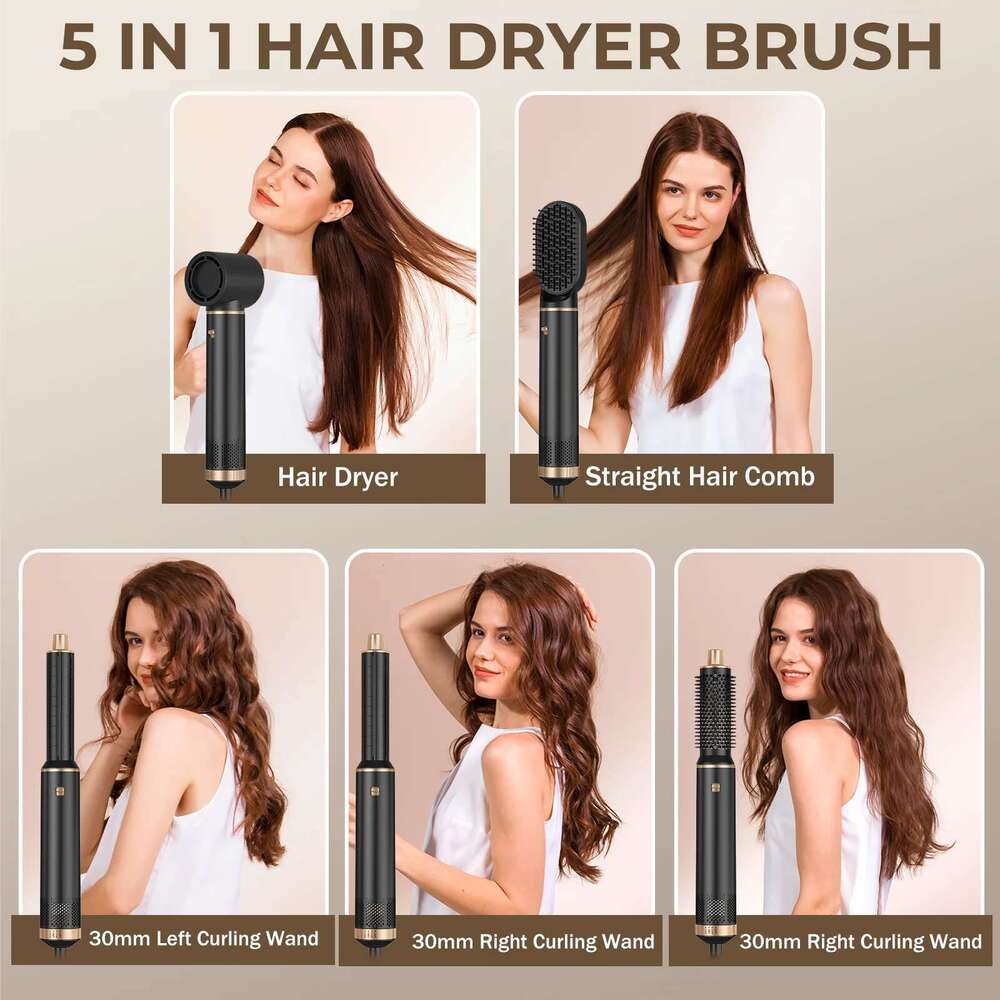 5 in 1 Professional Straightener Curler Electric Comb Dryer Brush Hot Volume Curlers Hair Style Set